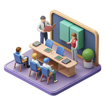vibrant artistic Isometric Virtual Classroom with Students Cutout exclusive png