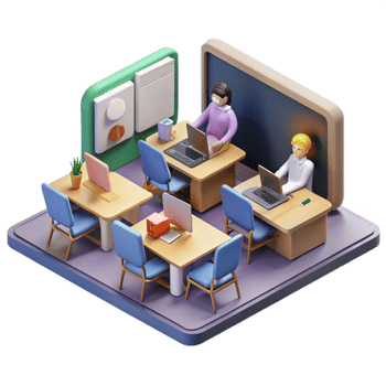 stunning modern Isometric Virtual Classroom with Students Cutout authentic png