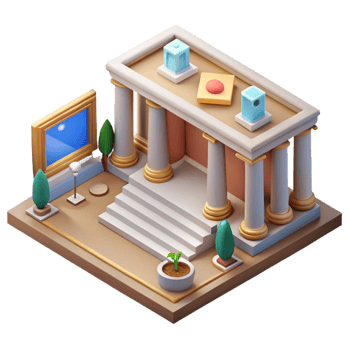 dramatic modern Isometric Virtual Museum Tour Cutout high quality png