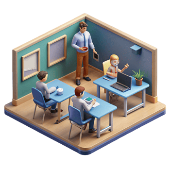 wonderful vintage Isometric Vr Classroom with Students and Teacher Isolated Element high resolution png