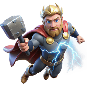 magnificent modern Thor with Mjolnir Stormy Battle genuine png