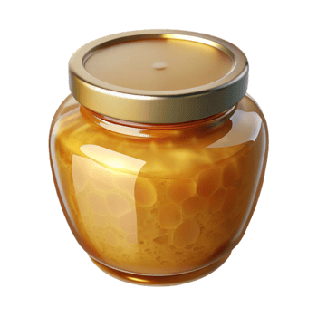 dramatic contemporary Jar of Honey Cutout with Golden Color Transparent Background premium png