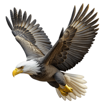 vibrant traditional A Majestic Bald Eagle Soaring Through The original png