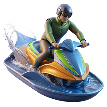 dramatic modern Jet Ski Rider Splashing Water Dynamic Angle Cutout high quality png