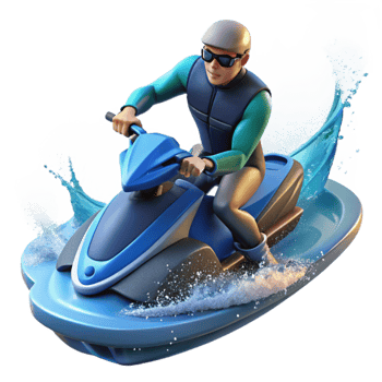 dramatic contemporary Jet Ski Rider Splashing Water Dynamic Angle Cutout exclusive png