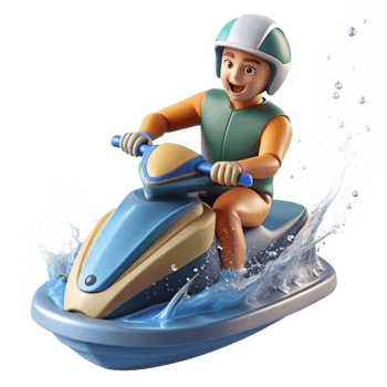 serene classic Jet Ski Rider Splashing Water Dynamic Angle Cutout detailed png