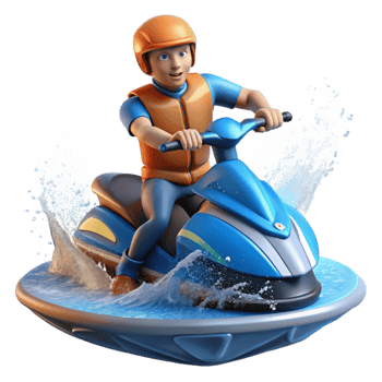 impressive vintage Jet Ski Rider Splashing Water Dynamic Angle Cutout high quality png