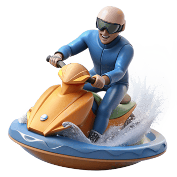dramatic modern Jet Ski Rider Splashing Water Dynamic Angle Cutout genuine png