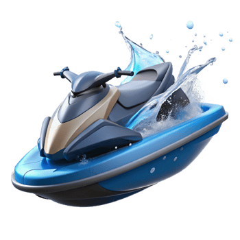 magnificent artistic Jet Ski Turning Sharp Angle Splashing Water Transparent Background original png
