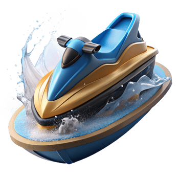 stunning classic Jet Ski Turning Sharp Angle Splashing Water Transparent Background png