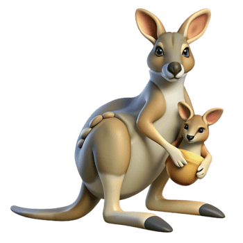 magnificent minimalist Kangaroo with Joey Pouch Australian Outback high quality png