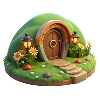 dramatic vintage A Cozy Hobbit Hole Built Into a Hillside detailed png