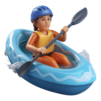 beautiful vintage Kayaker Navigating Whitewater Chute Transparent Background genuine png