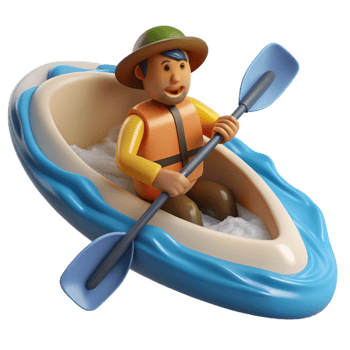 stunning rustic Kayaker Navigating Rapids Cutout Element professional png