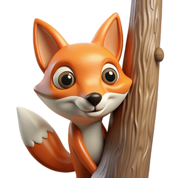 dramatic traditional A Curious Fox Peering out from Behind a Tr detailed png