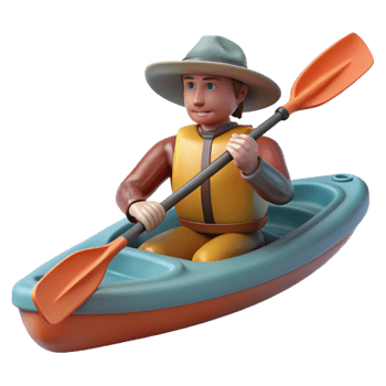 vibrant classic Kayaker Paddling Calm Lake Waters Transparent Background detailed png