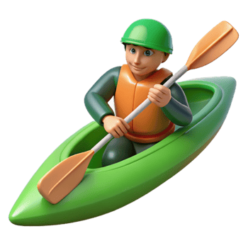 impressive abstract Kayaker Paddling Green Kayak Isolated exclusive png