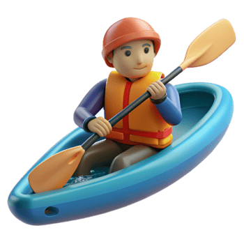 vibrant traditional Kayaker Paddling in Calm Water Cutout Element original png