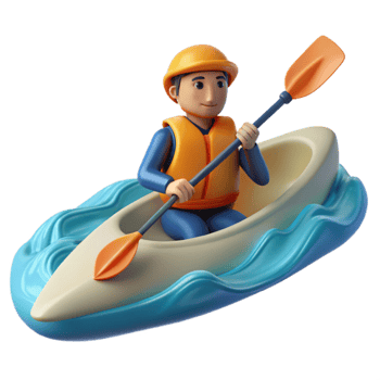 wonderful creative Kayaker Paddling in Calm Water Cutout Element professional png