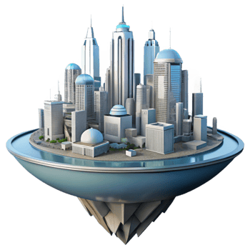 magnificent rustic A Futuristic City Built on a Giant Float premium png
