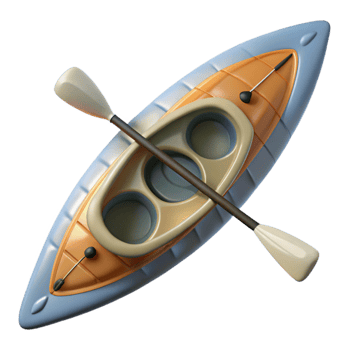 beautiful minimalist Kayak on Lake Top View Isolated Image professional png