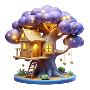 vibrant modern A Whimsical Treehouse Built Into the Branc professional png