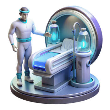 serene vintage A Futuristic Medical Bay with Holographic detailed png
