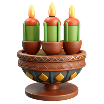 dramatic vintage Kinara Candles Lit Kwanzaa Celebration Cutout authentic png