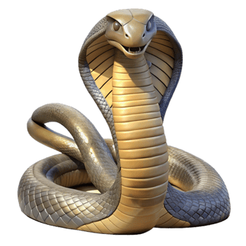 impressive vintage King Cobra Striking Pose Transparent Background genuine png