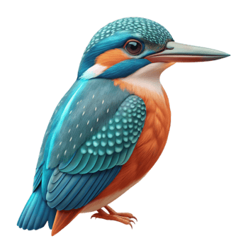 serene contemporary Kingfisher Side View Cutout Transparent Background authentic png