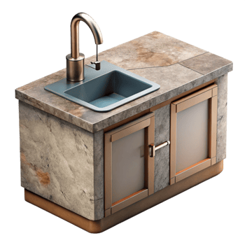 wonderful rustic Kitchen Countertop with Sink Cutout Element detailed png