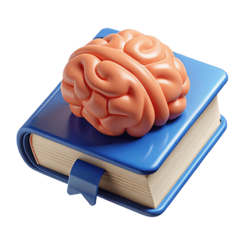 stunning contemporary Knowledge Transfer Book and Brain Icon Transparent Background professional png