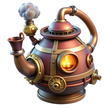stunning creative A Whimsical Steampunk Teapot with Intric professional png