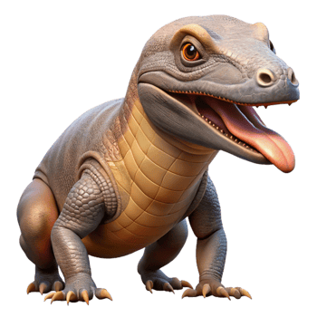 vibrant vintage Komodo Dragon Flicking Tongue Transparent Background genuine png