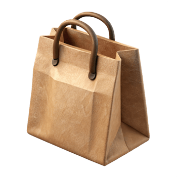 impressive classic Kraft Paper Bag with Handle Cutout Transparent Background premium png