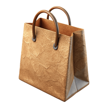 stunning contemporary Kraft Paper Shopping Bag with Handles Isolated high resolution png