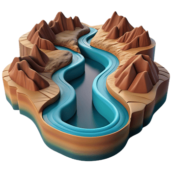 wonderful artistic A Winding River Flowing Through a Canyon genuine png