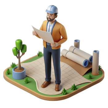 dramatic traditional Landscape Architect with Plans Transparent Background high resolution png
