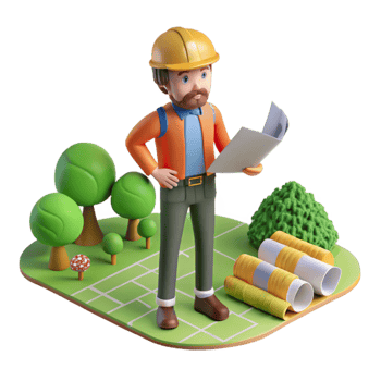 beautiful vintage Landscape Architect with Plans Transparent Background original png