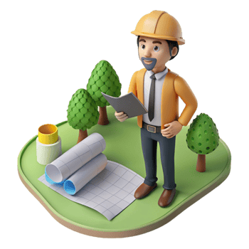 vibrant minimalist Landscape Architect with Plans Transparent Background original png