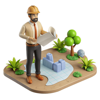 beautiful rustic Landscape Architect with Plans Transparent Background high resolution png