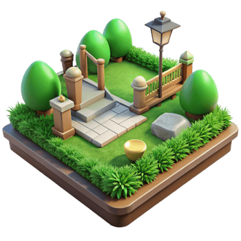 serene traditional Landscaped Yard Green Lawn Transparent Background genuine png