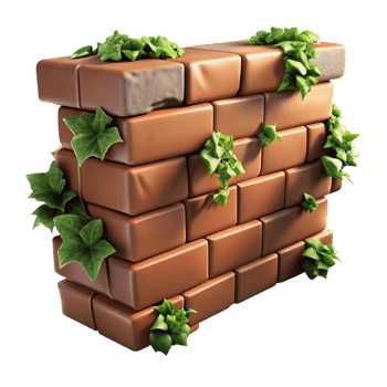 impressive artistic A Crumbling Brick Wall Ivy Growing Throug detailed png
