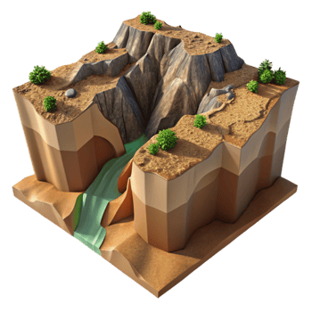 serene traditional Landslide Rocky Terrain Sliding Down Cutout png