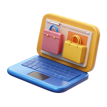stunning abstract Laptop with Online Shopping Website Cutout premium png