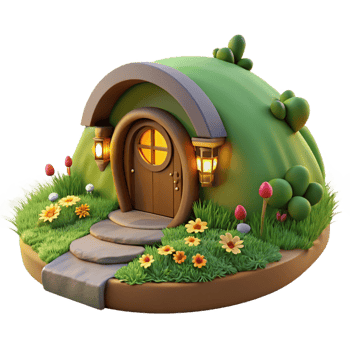 serene abstract A Cozy Hobbit Hole Built Into a Hillside authentic png
