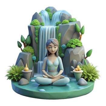 wonderful creative A Serene Dryad Meditating Beneath a Water authentic png