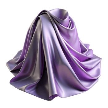 stunning artistic Lavender Satin Fabric Draped Side View Transparent Background high quality png