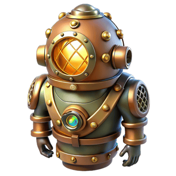vibrant rustic A Steampunk Diving Suit Heavy Brass and R detailed png