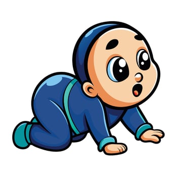 Baby Crawling in Outfit vector